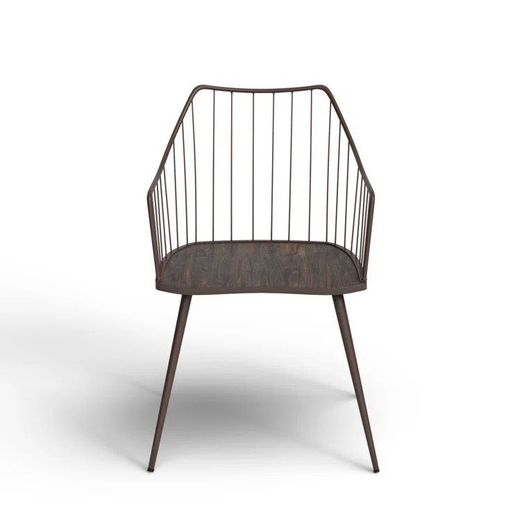 Winston Farmhouse Dark Brown Metal & Walnut Wood Accent Chair