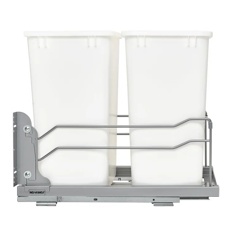 White Double Pull-Out Trash Can with Soft-Close Slides