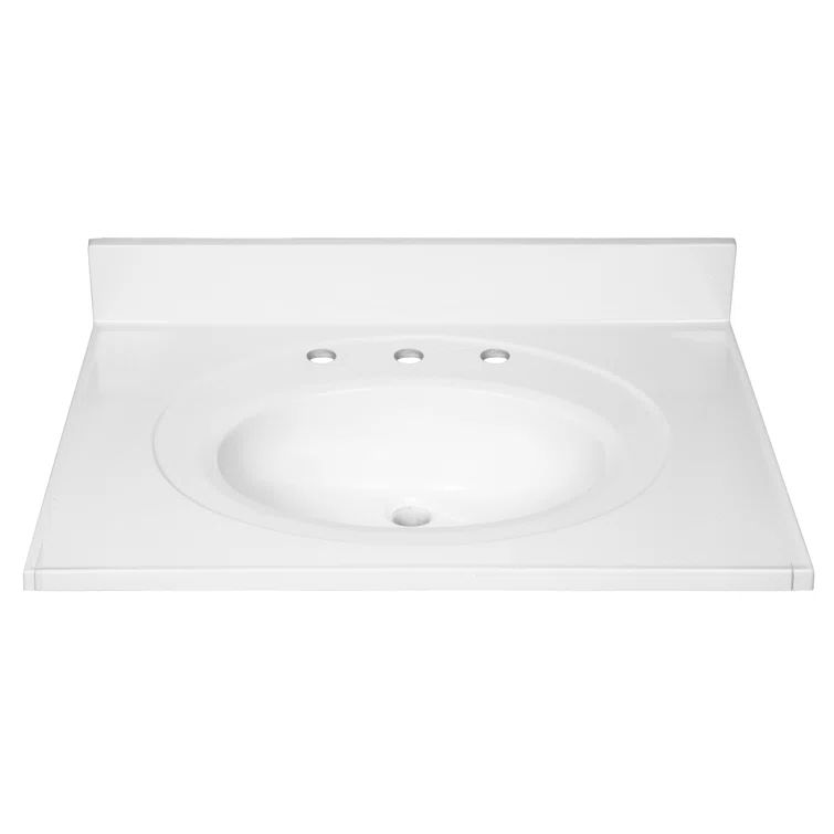 Solid White Cultured Marble 31-Inch Vanity Top with Backsplash