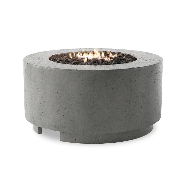 Damian Pewter Concrete Gas Fire Pit Table
