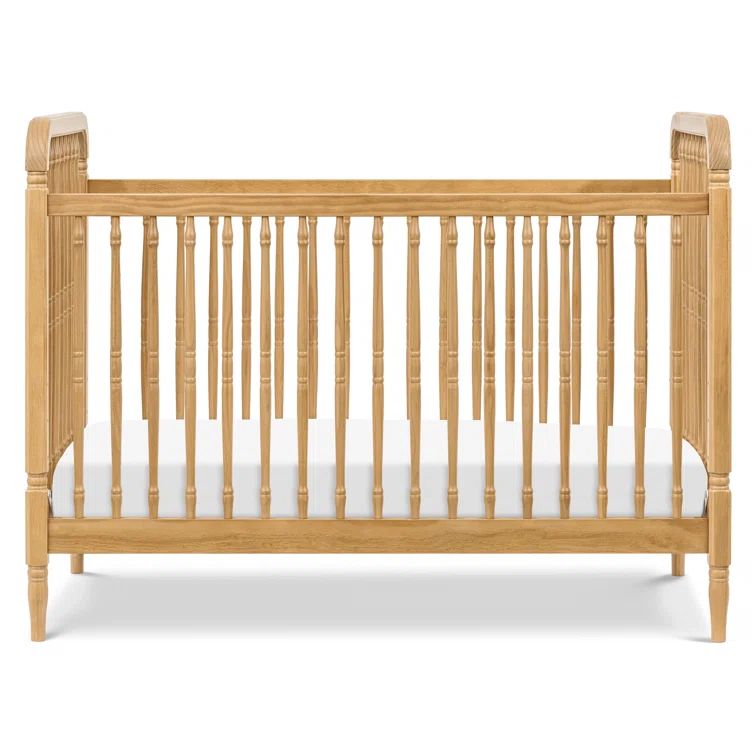 Honey Oak 3-in-1 Convertible Spindle Crib with Toddler Bed Kit