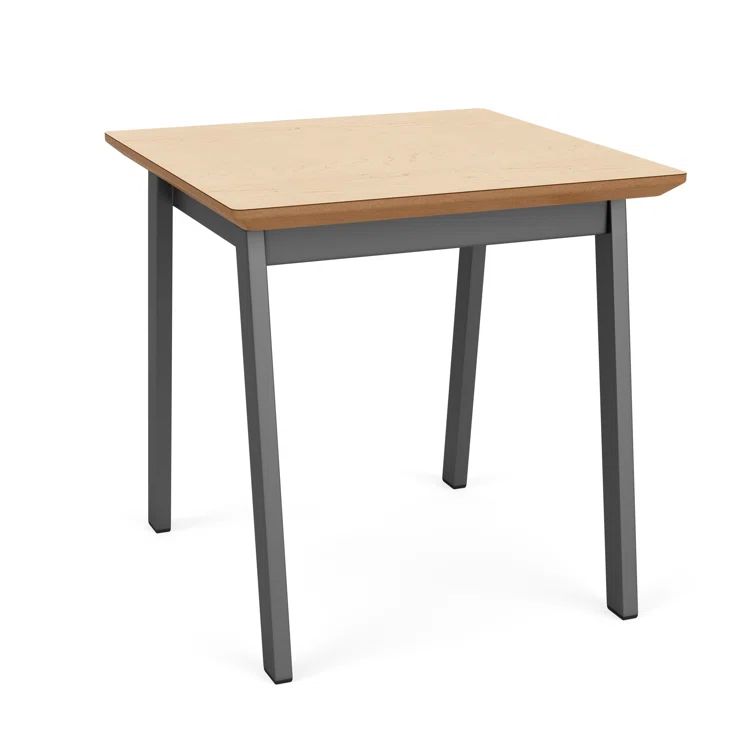 Newport Square Maple Wood End Table with Charcoal Metal Frame