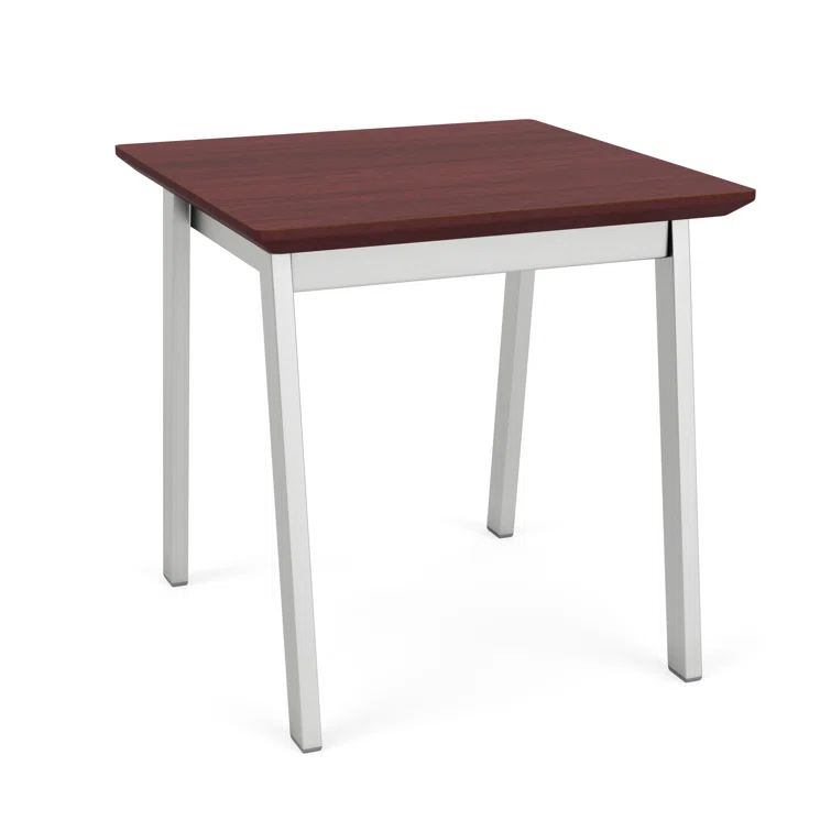 Newport Square Mahogany and Silver Steel End Table