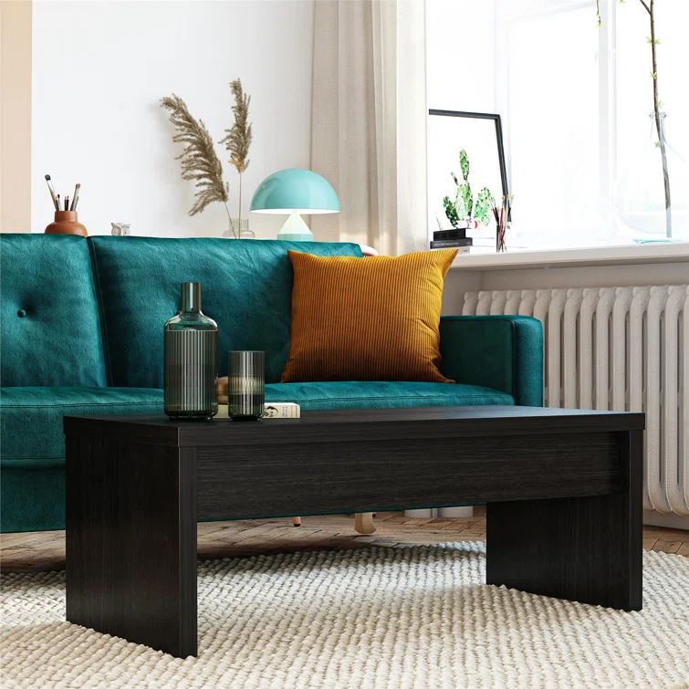 Black Oak Rectangular Lift-Top Coffee Table with Storage