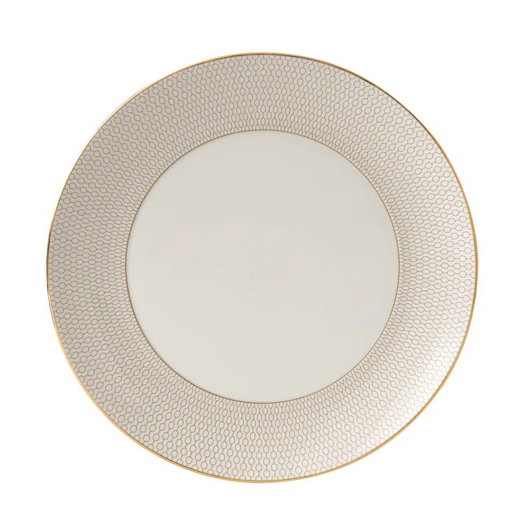 Elegant Gio Gold Porcelain Dinner Plate with Geometric Pattern