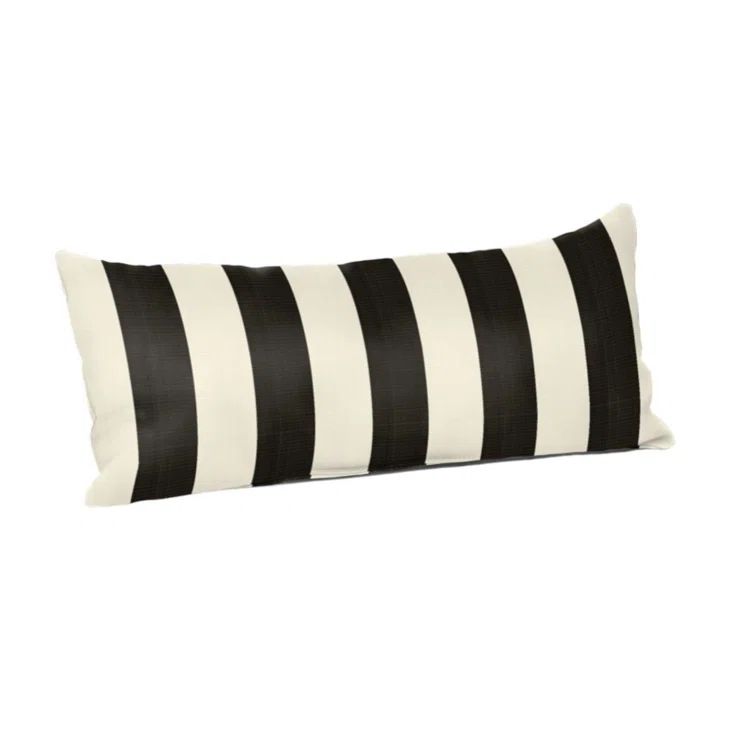 Maxim Classic Black and White Sunbrella Rectangular Outdoor Lumbar Pillow