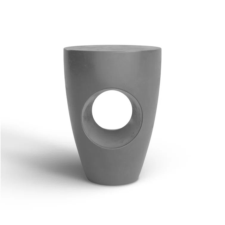 Transitional Aishi 14" Round Acrylic Gray-Brown Accent Table