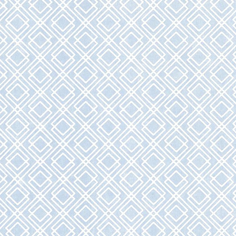 Sky Blue Non-Woven Geometric Lattice Wallpaper Roll
