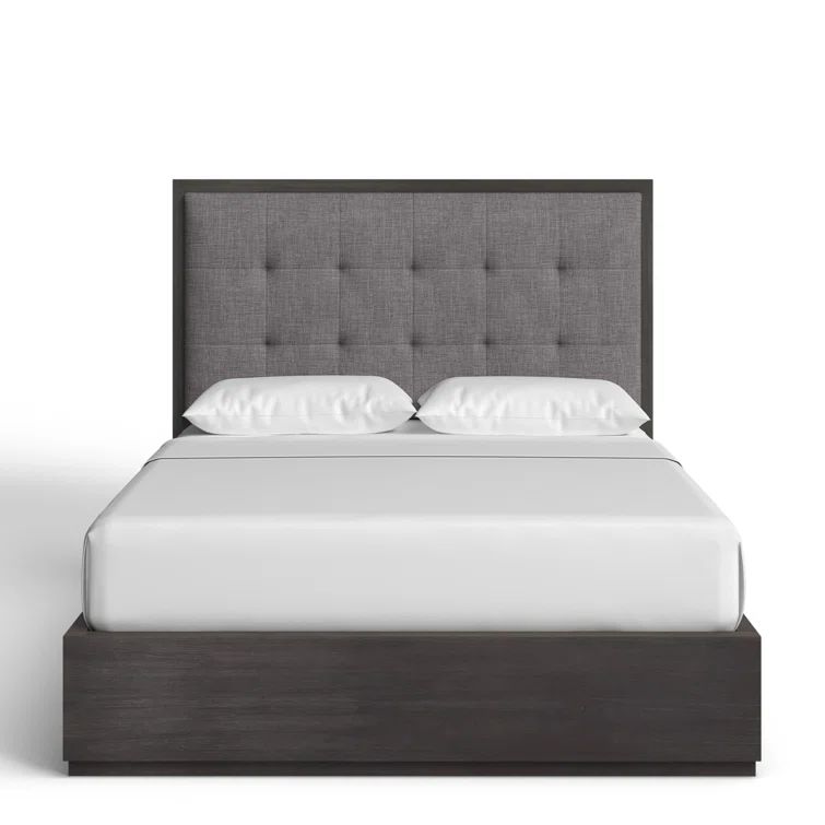 Modern Oxford Queen Bed with Tufted Upholstered Headboard and Storage