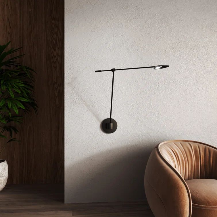 Rotaire Minimalist Black Aluminum LED Swing Arm Sconce