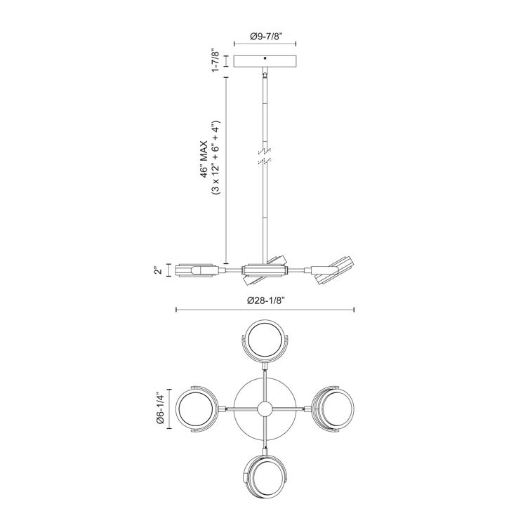 Blanco Polished Nickel 4-Light LED Chandelier