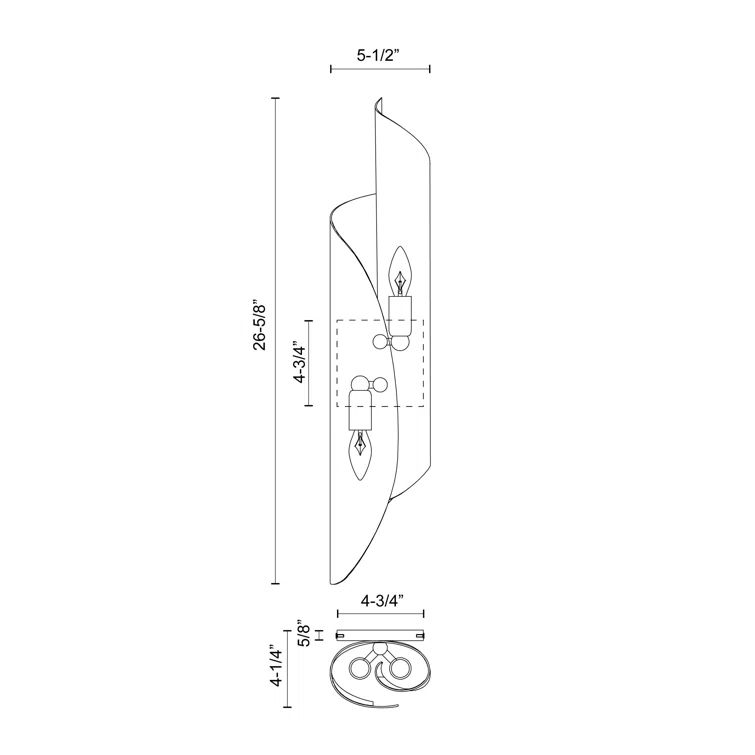 Polished Nickel Asymmetrical Dimmable Outdoor Wall Light