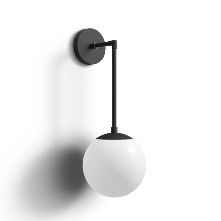 Warby Black Steel and Etched Opal Glass Dimmable Sconce