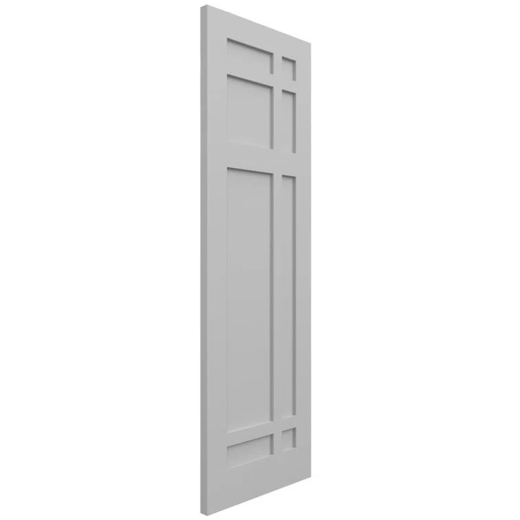 Primed Gray PVC Mission Style Fixed Mount Shutters, 12"W x 35"H
