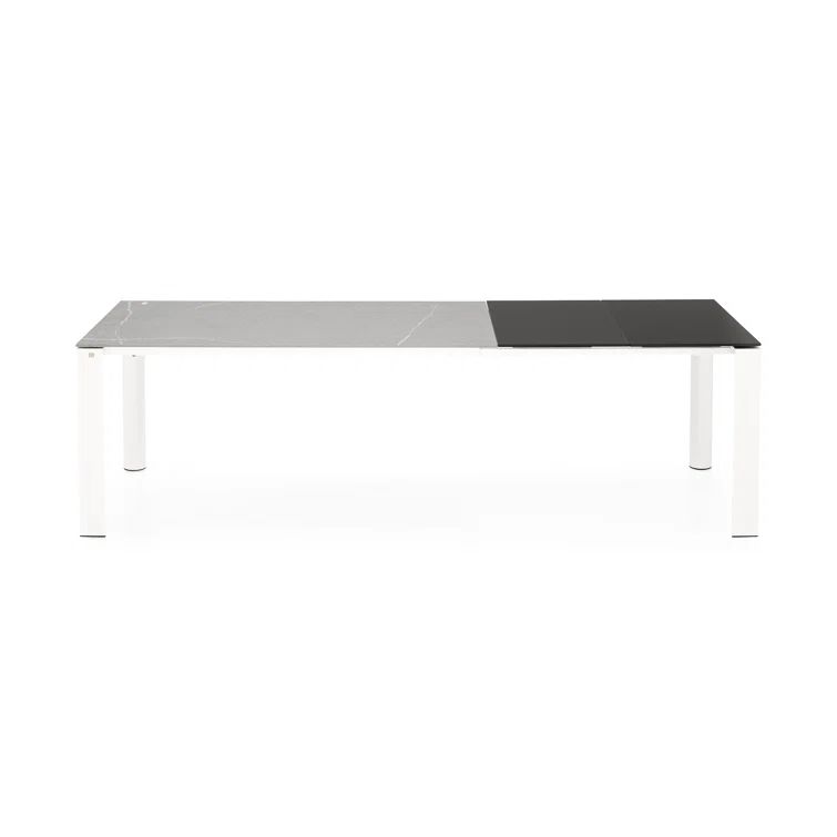 Optic White & Piasentina Grey Extending Ceramic Dining Table
