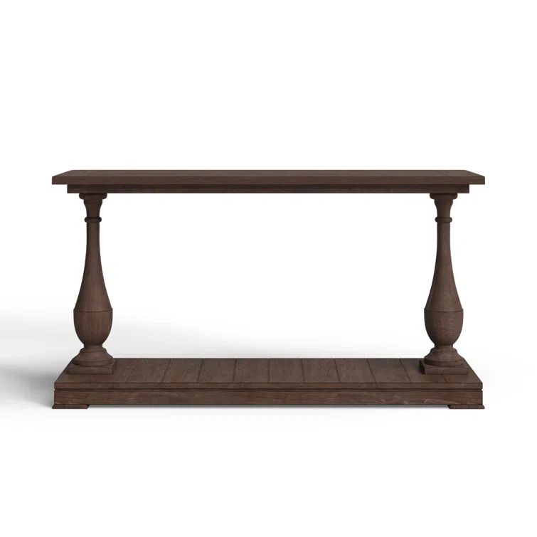 Hitchcock Weathered Brown Solid Fir Console Table with Mirrored Storage
