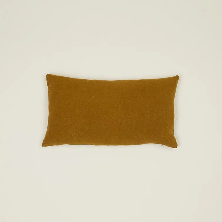 Bronze Embroidered Linen Lumbar Throw Pillow