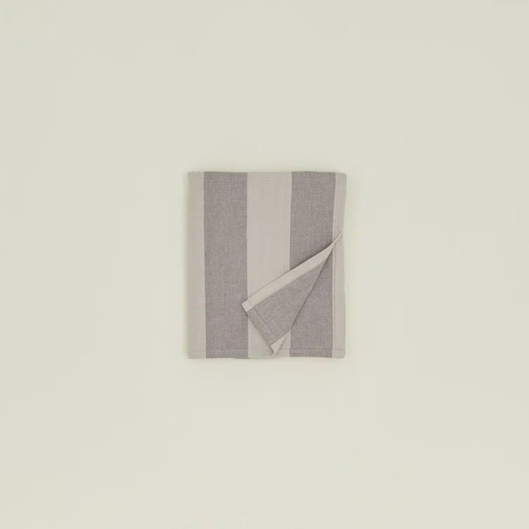 Light Grey and Dark Grey Striped Rectangular Fabric Tablecloth