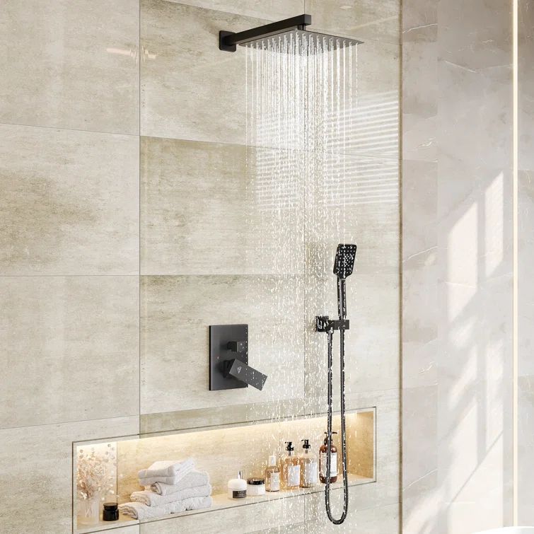 Matte Black Stainless Steel Multi-Head Rain Shower System