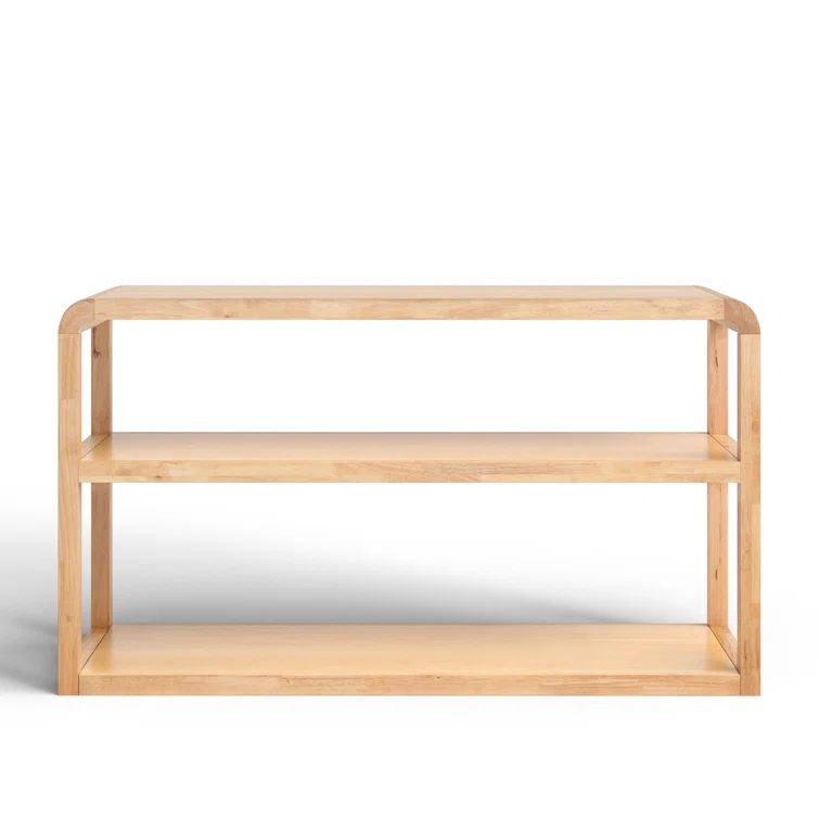 Omara Modern 3-Tier Black Rubberwood Console Table with Storage