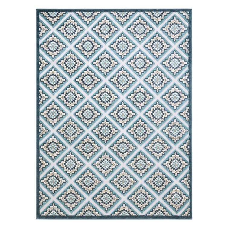 Brooks Blue Multi Geometric Indoor Outdoor Rug 5' x 7'