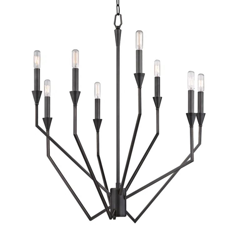 Archie Old Bronze 8-Light Geometric Candle Chandelier