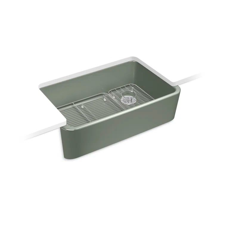 Aspen Green 34" Single-Bowl Farmhouse Cast Iron Kitchen Sink