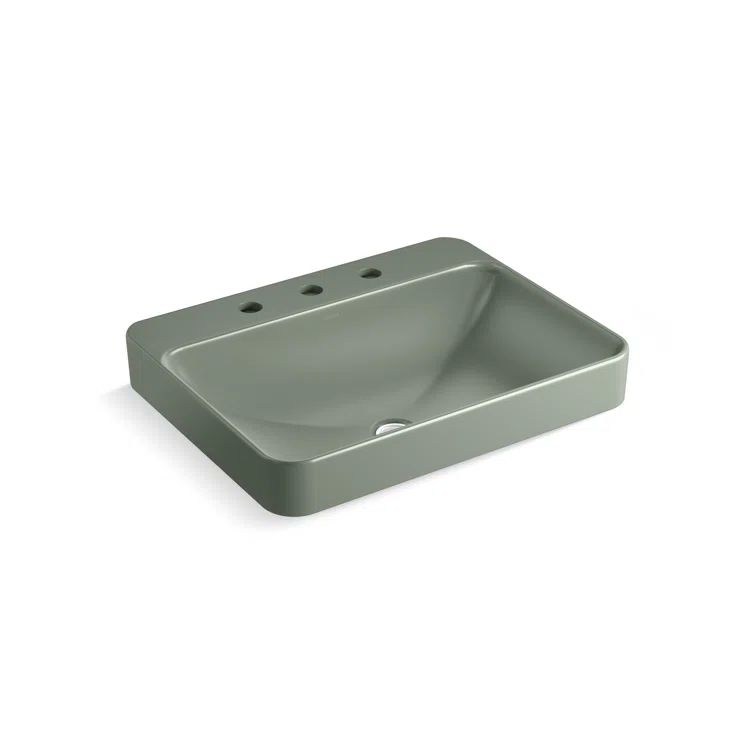 Aspen Green Ceramic Rectangular Vessel Bathroom Sink