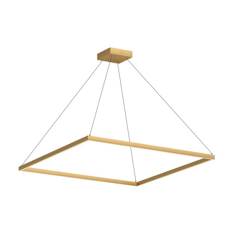 Brushed Gold Square LED Pendant Light with Aluminum Frame
