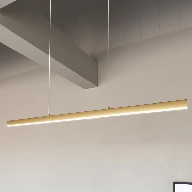 Slim Brushed Gold LED Kitchen Island Pendant Light