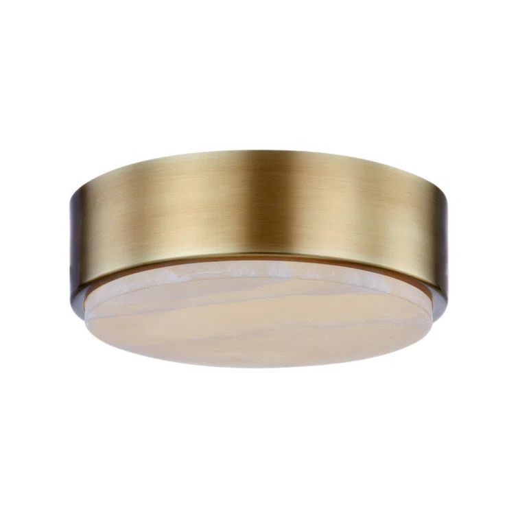 Blanco Vintage Brass LED Flush Mount with Alabaster Stone