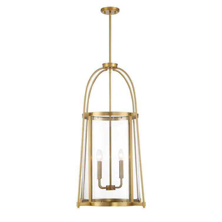 Rosedale Warm Brass 4-Light Pendant with Clear Glass Shade