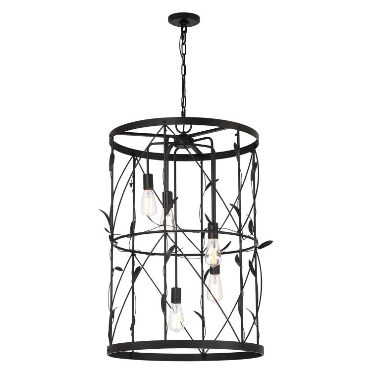 Lexington Matte Black 5-Light Trellis Pendant