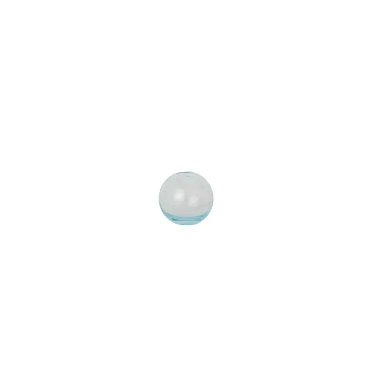 Small Sky Blue Hand-Blown Glass Sphere Vase