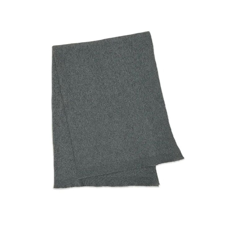 Gray Wool Knitted Throw Blanket