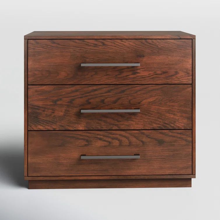Mallory Dark Brown 3-Drawer Wood Nightstand