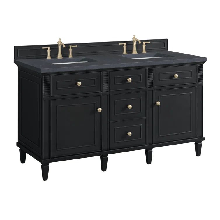 Lorelai 60'' Black Onyx Double Vanity with Charcoal Soapstone Top