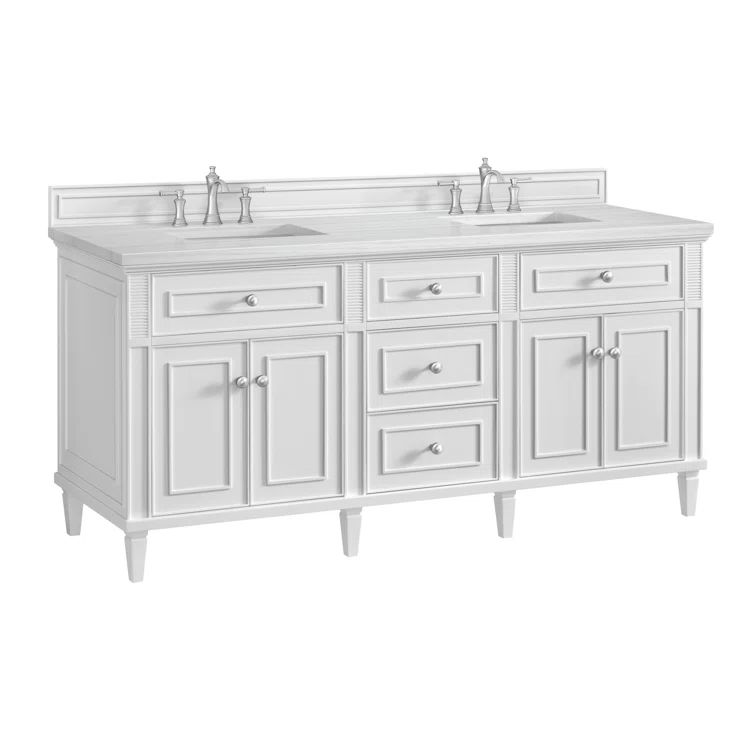 Bright White 72" Double Vanity with Solid Surface Top
