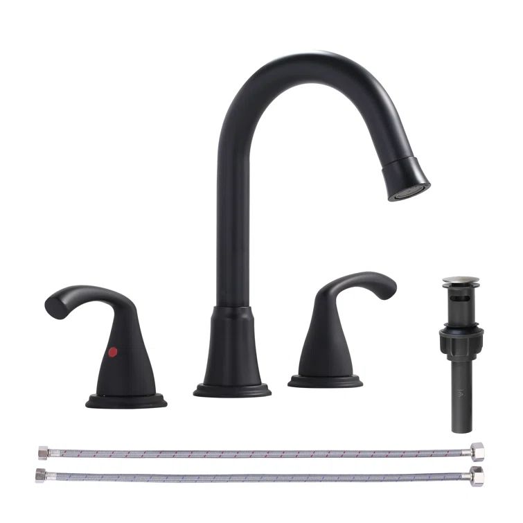 Matte Black Stainless Steel Double Handle Widespread Bathroom Faucet