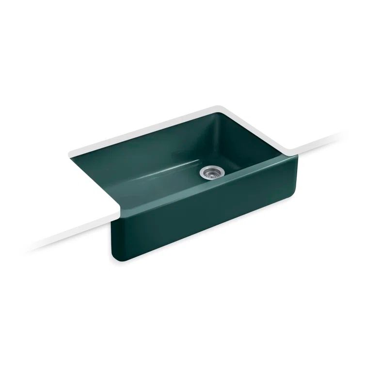 Teal Cast Iron Farmhouse Single Bowl Kitchen Sink