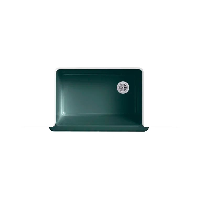 Teal Cast Iron Farmhouse Single-Bowl Kitchen Sink
