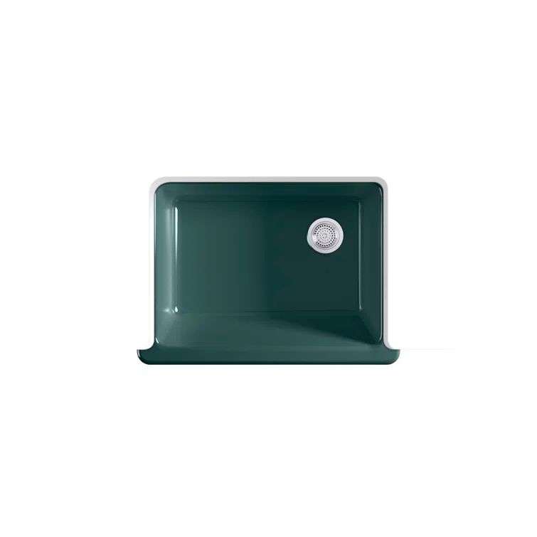 Teal Cast Iron Single-Bowl Farmhouse Kitchen Sink