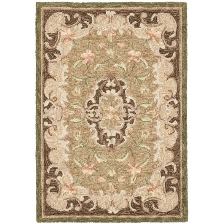 Handmade Beige and Brown Wool Oriental Rug, 3' x 5'