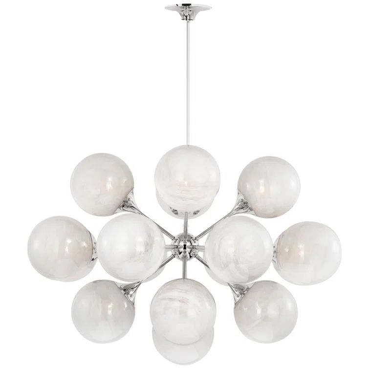 Cristol Polished Nickel and Crystal 40-Inch Chandelier