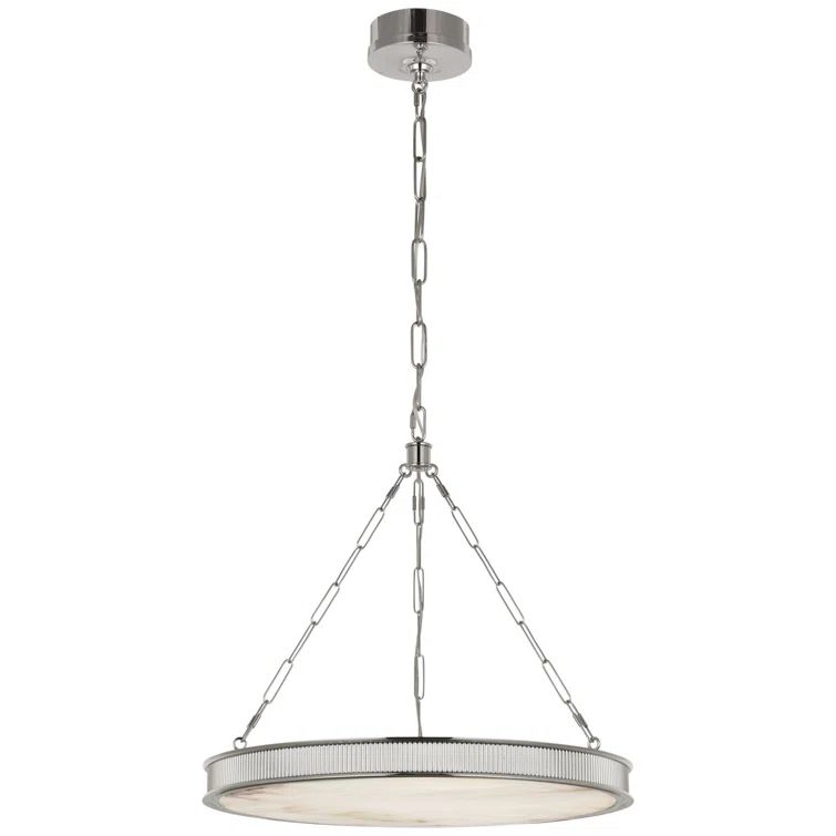 Matthew Polished Nickel 3-Light LED Chandelier with Alabaster Shade