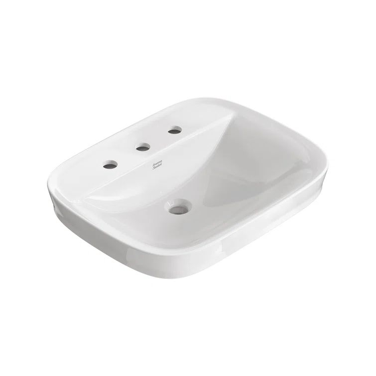 Aspirations White Ceramic Above-Counter Rectangular Bathroom Sink