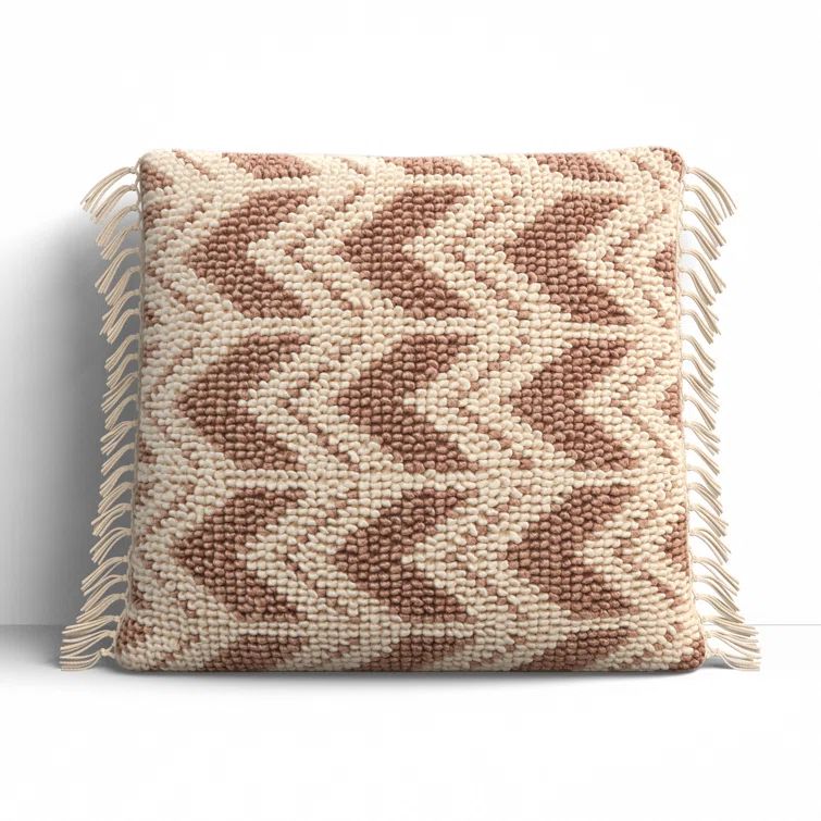 Chevron Mauve and Ivory Square Embroidered Pillowcase