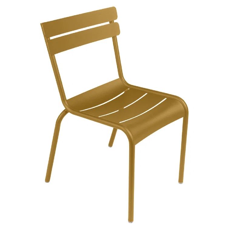 Gingerbread Aluminum Armless Outdoor Stacking Dining Chairs, Set of 2