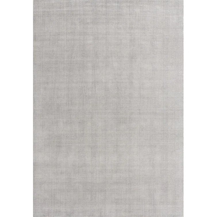 Hand-Knotted Gray Wool Rectangular Area Rug