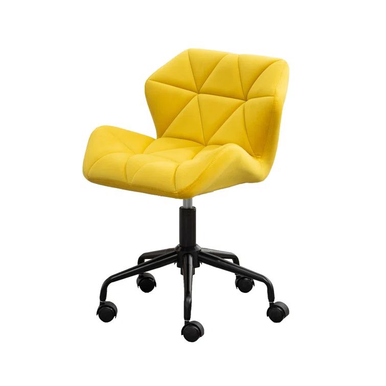 Eldon Diamond Tufted Swivel Armless Office Chair in Yellow